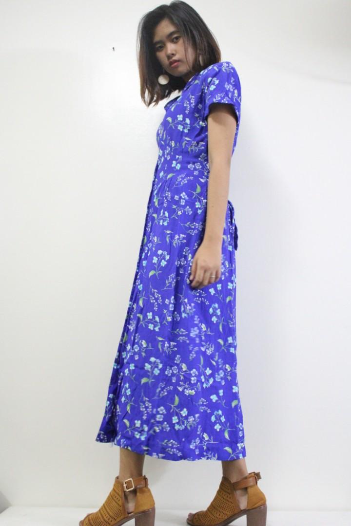 Dressbarn petite vintage floral dress Blue Women s Fashion
