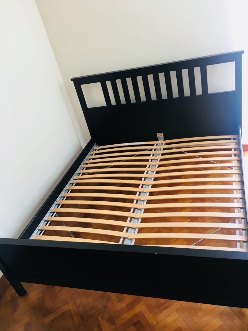 Ikea king size bed, mattress and. Side table, Furniture & Home Living