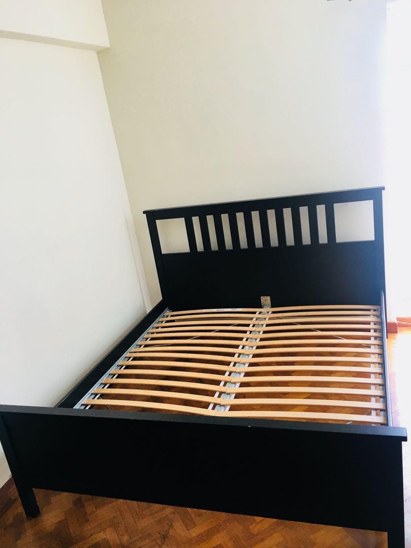 Ikea king size bed, mattress and. Side table, Furniture & Home Living