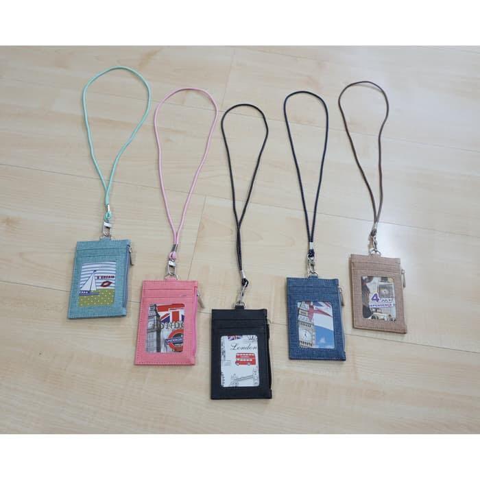 Kalung Id Card Name Tag Lanyard Card Holder Korean Leather Fesyen Wanita Tas Dompet Di Carousell