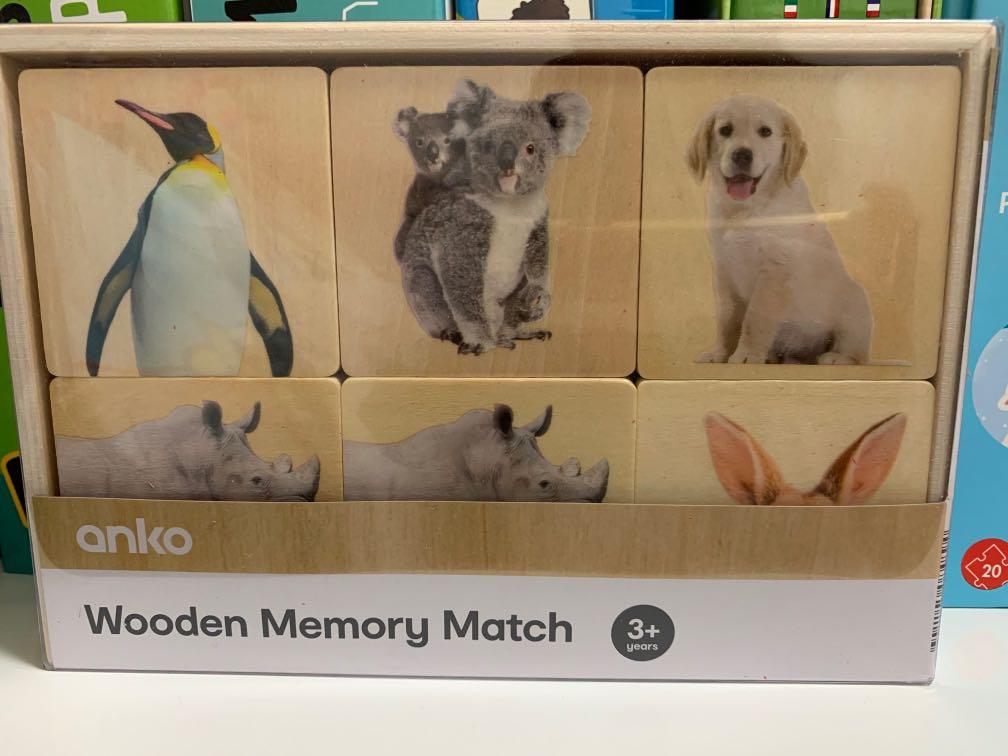 KMART Wooden animal tiles memory match game toddlers kids, Hobbies & Toys, Toys & Games on Carousell