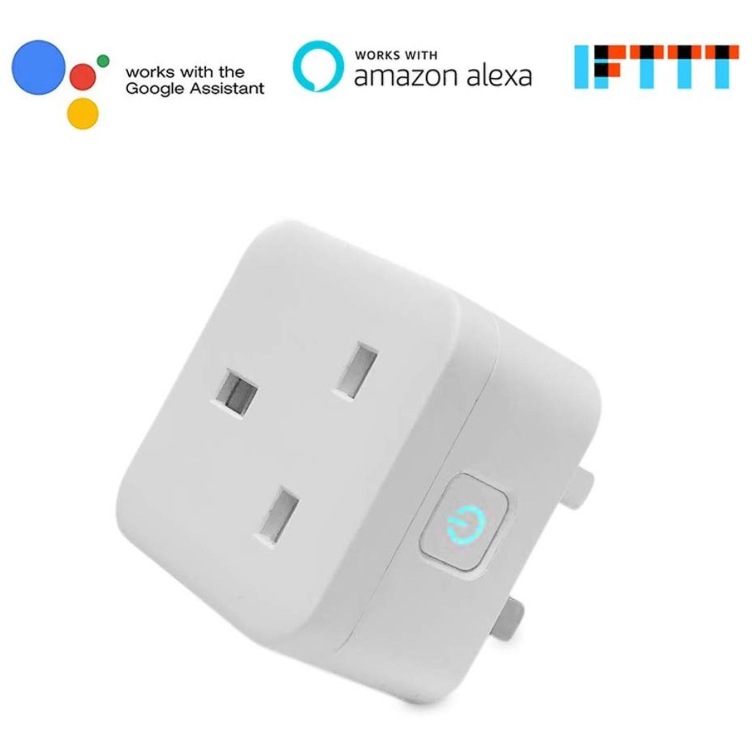 HBN Smart Plug 15A, WiFi Outlet Extender Dual Socket Plugs Works with Alexa, Google Home Assistant, Remote Control with Timer Function, No Hub