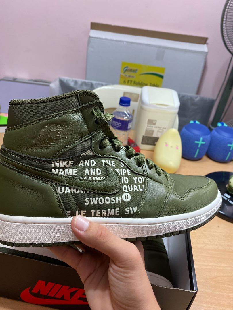 Air jordan 1 high og olive canvas on sale