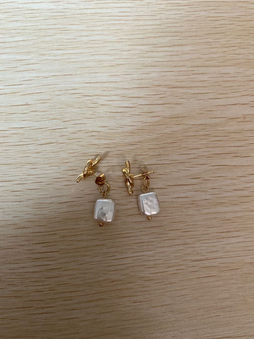 Two way pearl gold earrings women s fashion jewelry organisers
