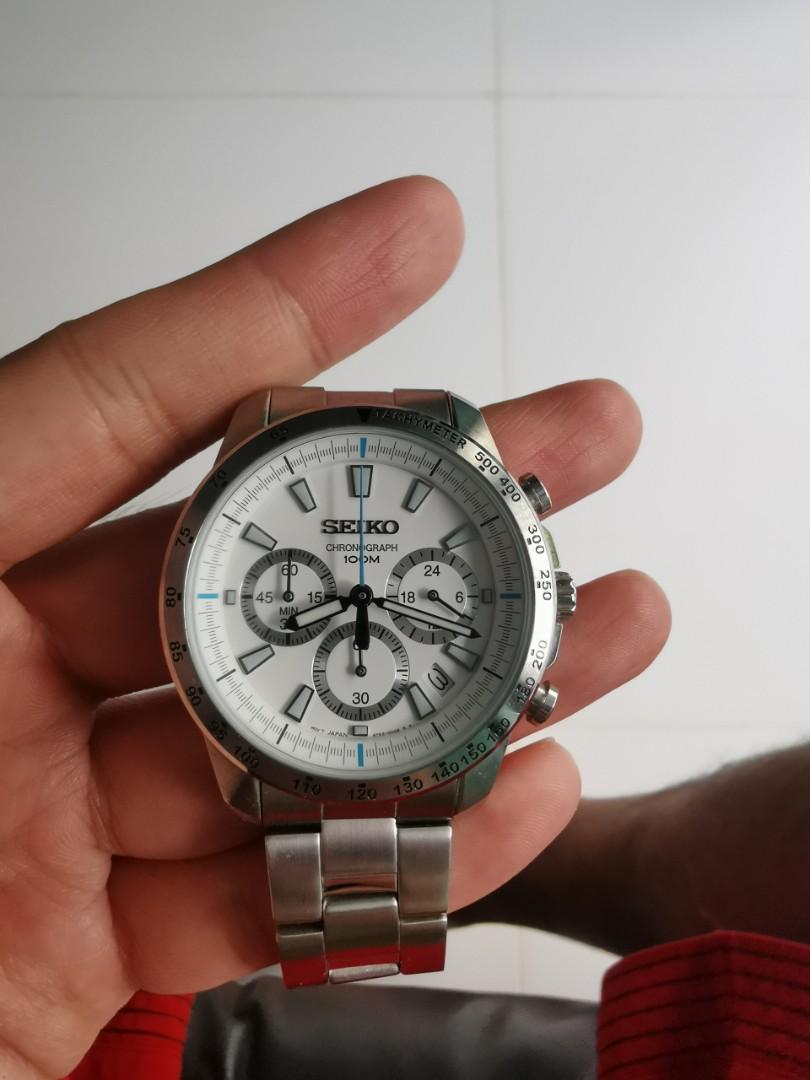 Seiko SSB025 white chronograph daytona, Luxury, Watches on Carousell