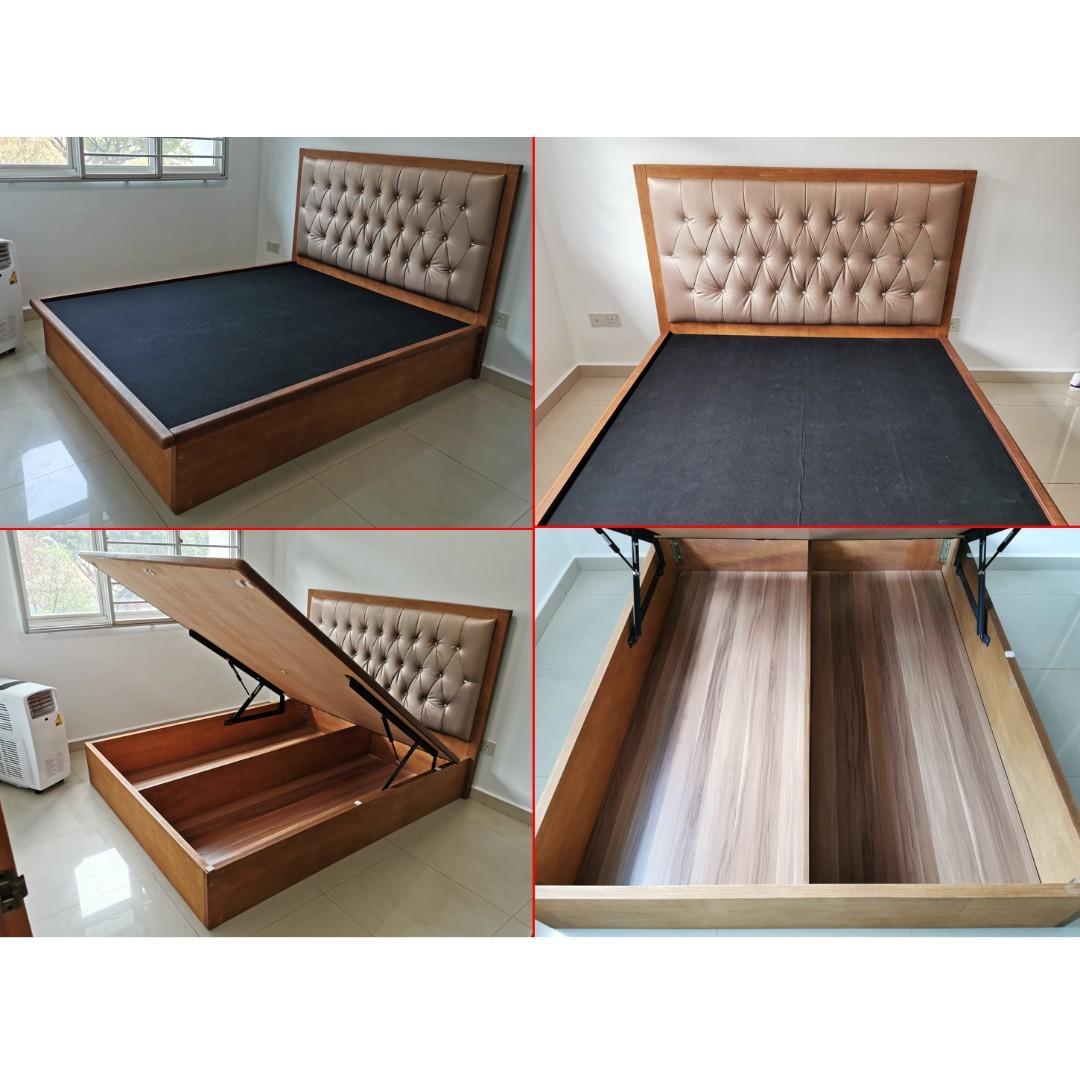 Solid Wood Storage Bed Frame W German Hydraulic Pump Furniture Beds Mattresses On Carousell