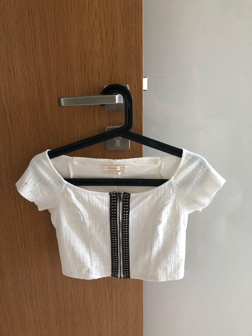 Urban Outfitters Off Shoulder White Aztec Top Women S Fashion