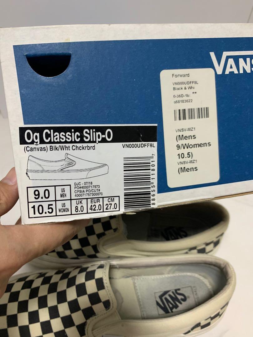 Vans OG Classic Slip On CheckerBoard Men s Fashion Footwear Sneakers on Carousell