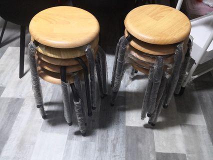 Wooden Stools with Metal Legs