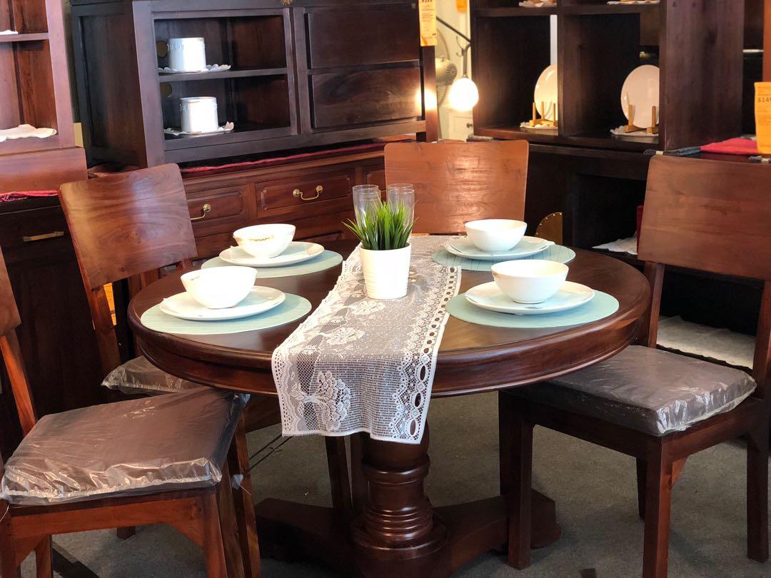 Fire Sale Teak Victorian Round Dining Table 120cm 4chairs Furniture Tables Chairs On Carousell