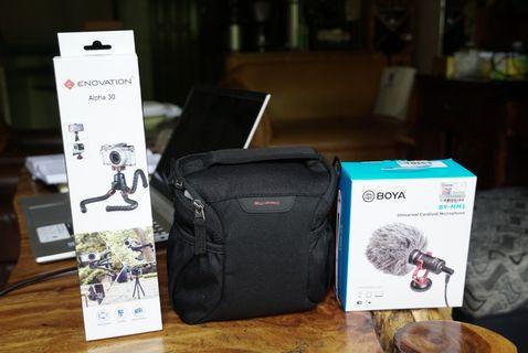 Brand new Mini Tripod + Camera Shoulder Bag + Boya Mic