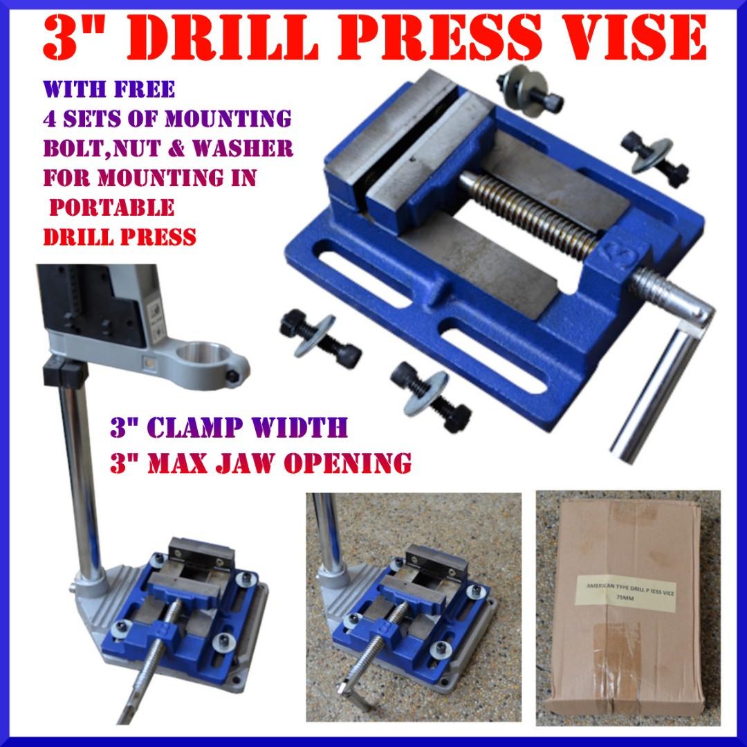3inches Drill Press Vise with Free Mounting Bolt Nut & Washer for