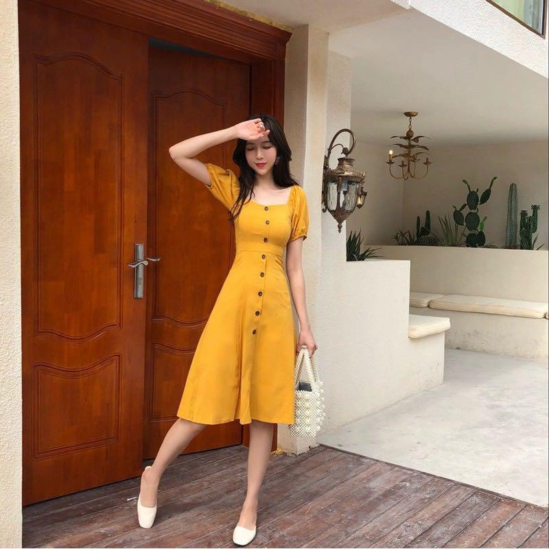 Button up yellow top dress