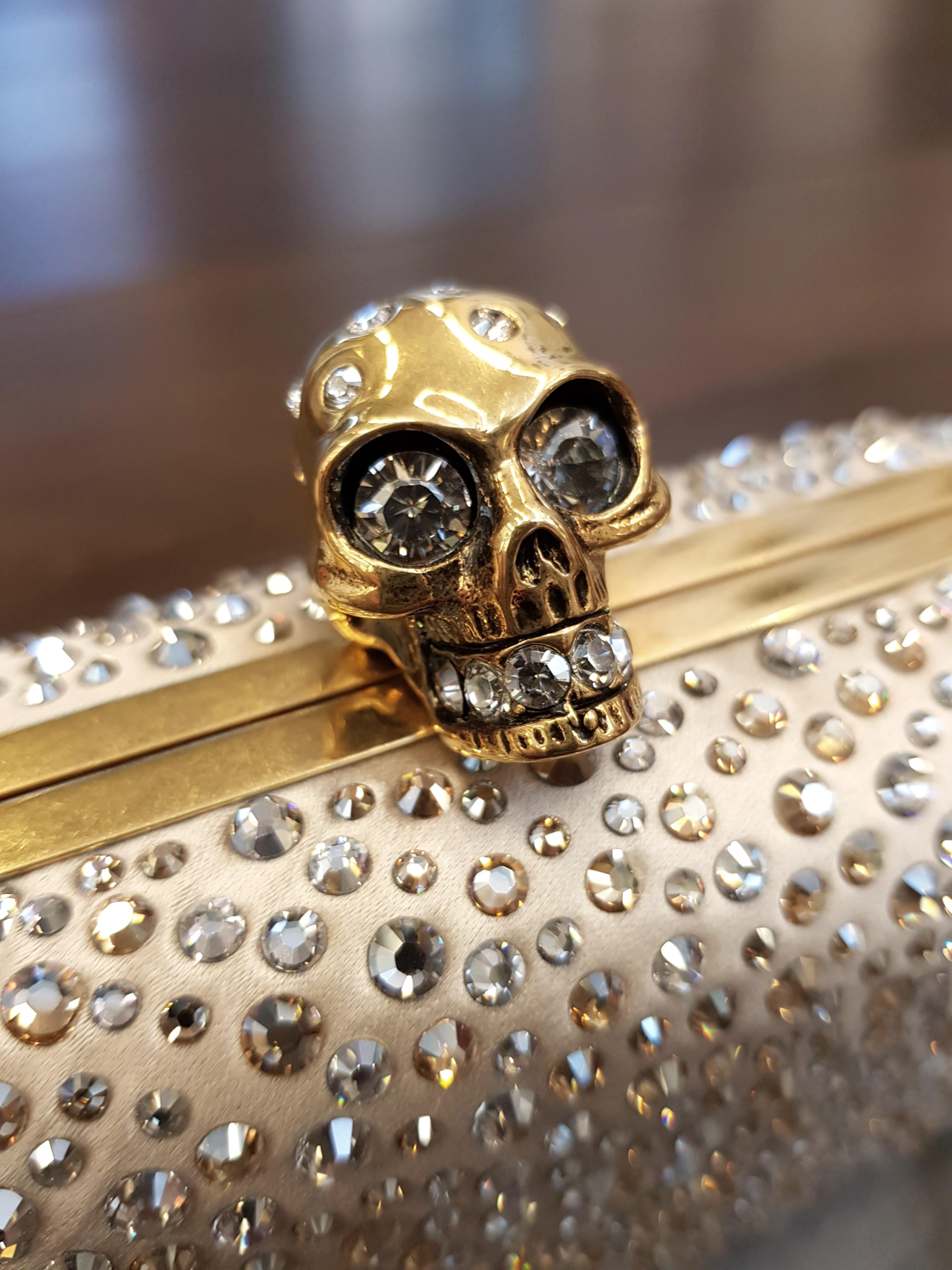 Alexander McQueen Classic Skull Diamante Embellished Box Clutch