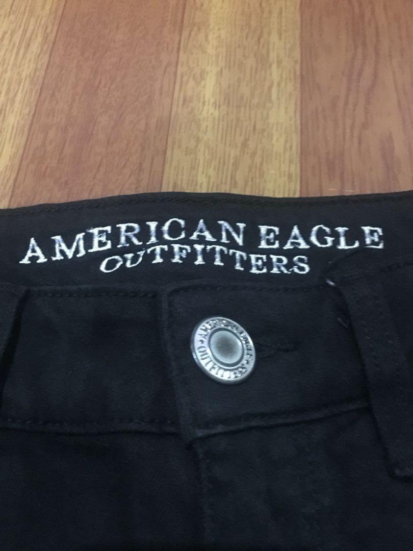 american eagle black denim shorts