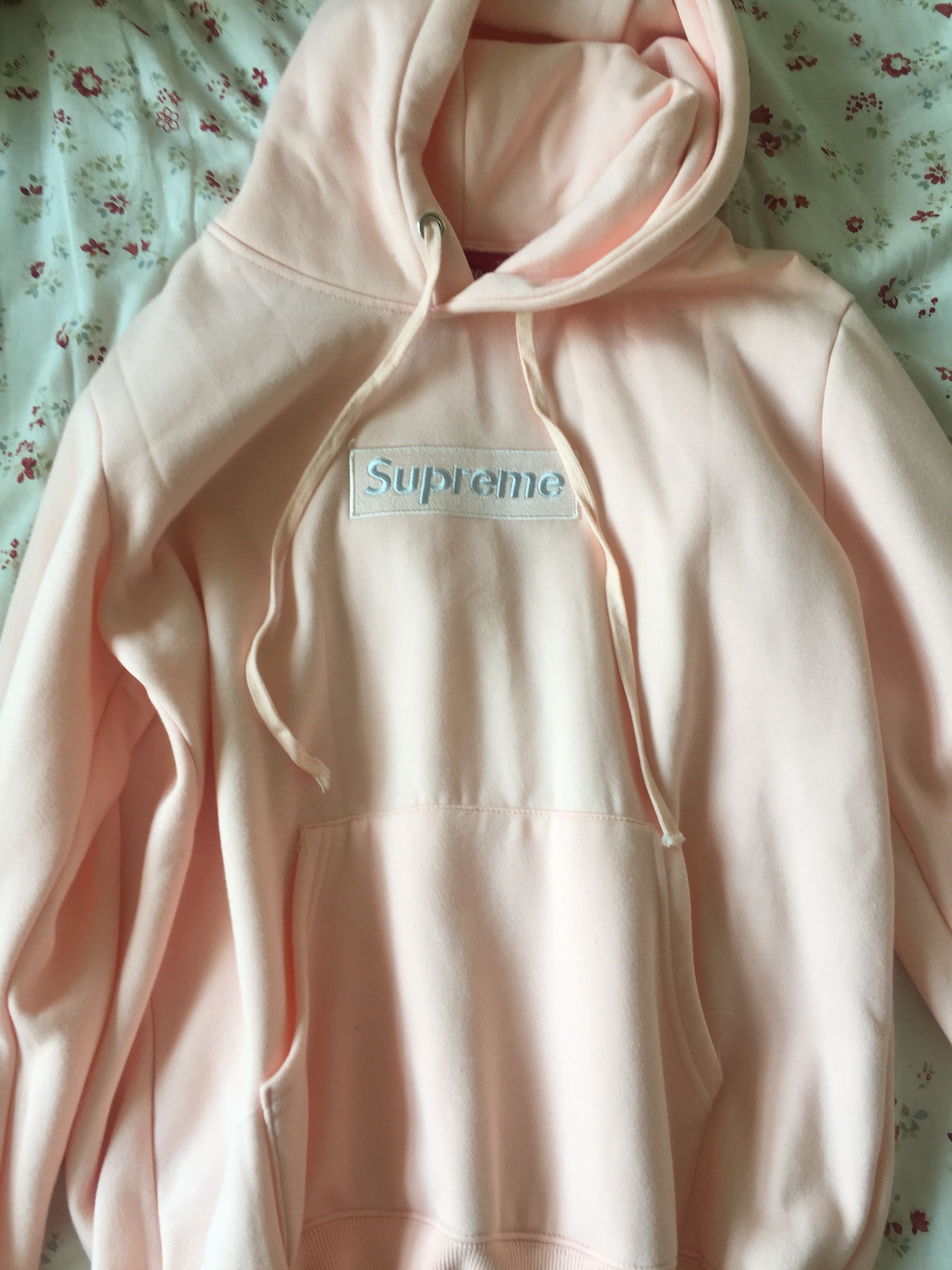 pink supreme hoodie