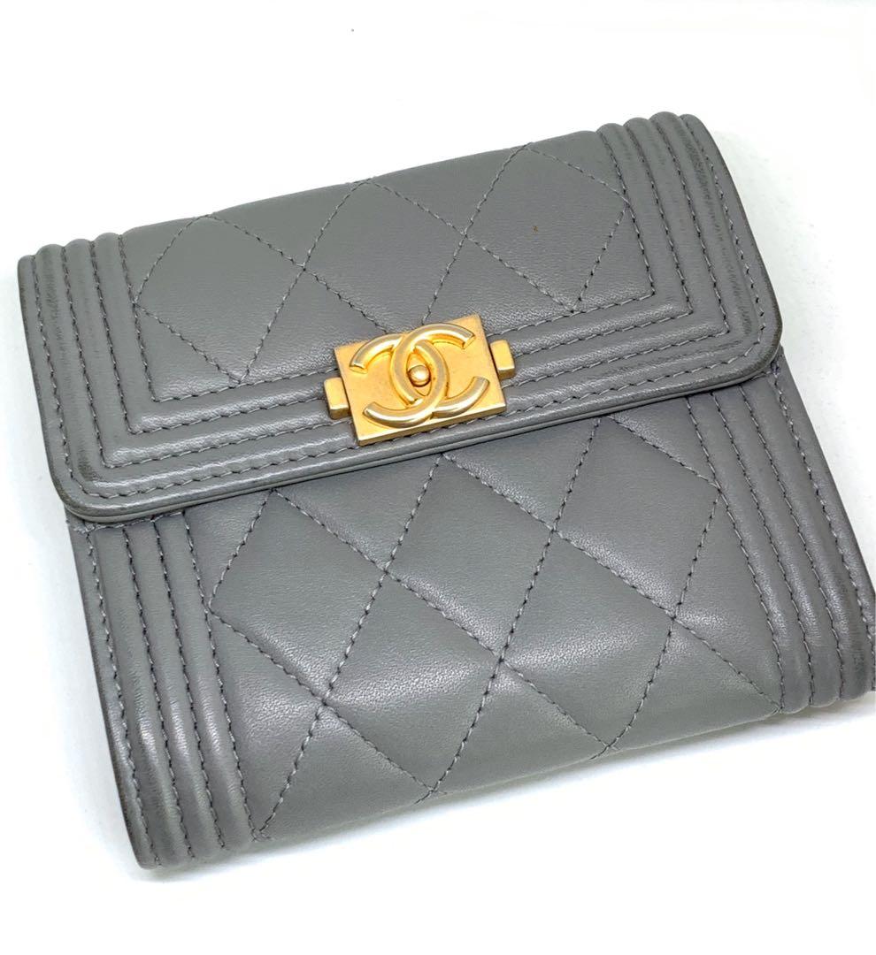 CHANEL Caviar Quilted Large Boy Gusset Flap Wallet Blue 1140573