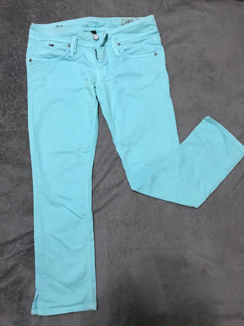 aqua colored jeans
