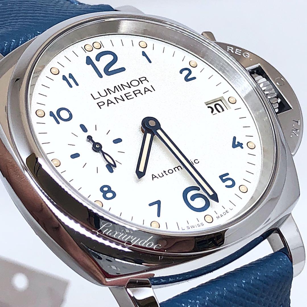 FS.BNIB PANERAI LUMINOR DUE AUTOMATIC 38MM WHITE DIAL WITH BLUE