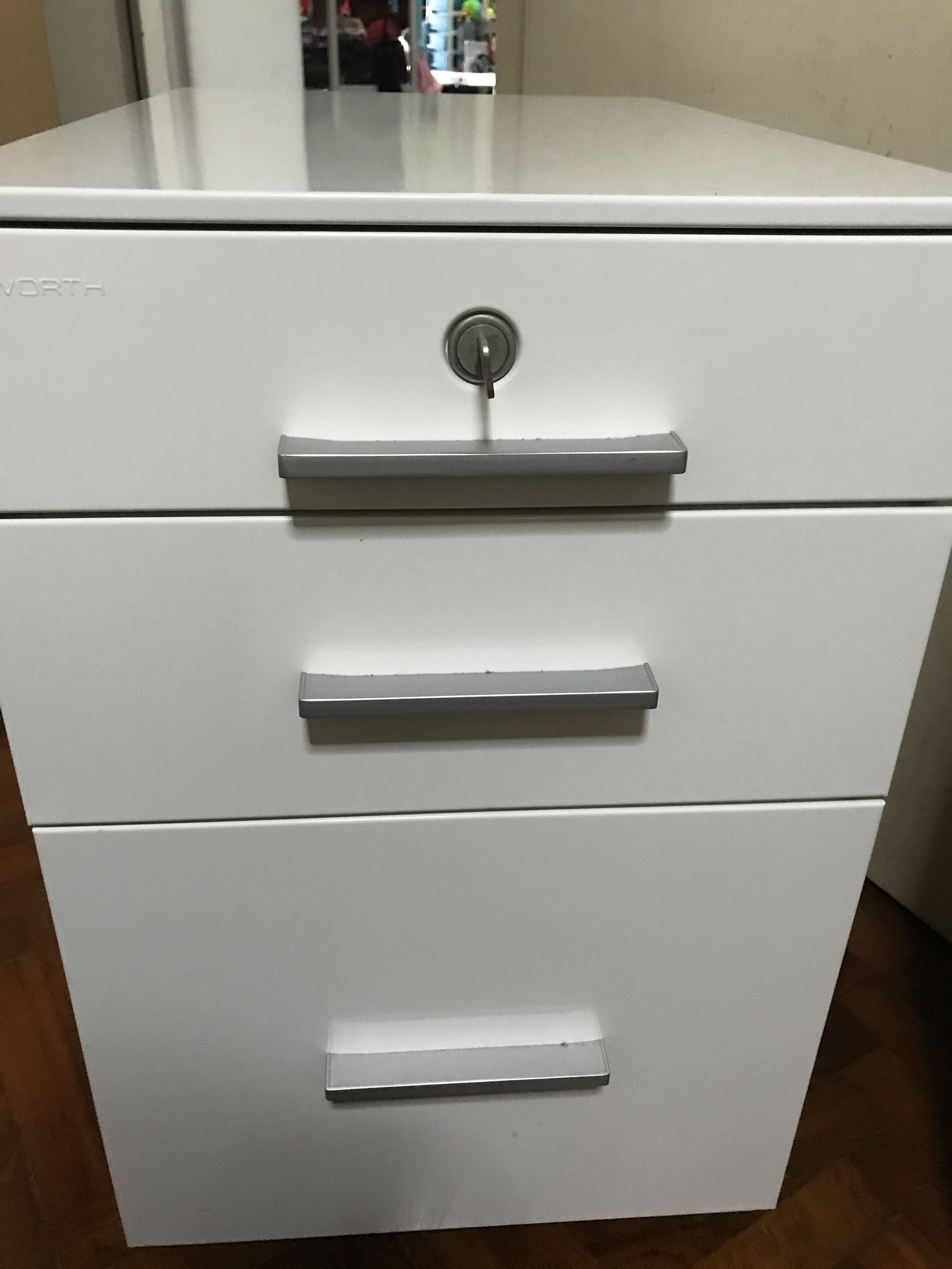 Haworth white mobile pedestal, Furniture & Home Living, Furniture