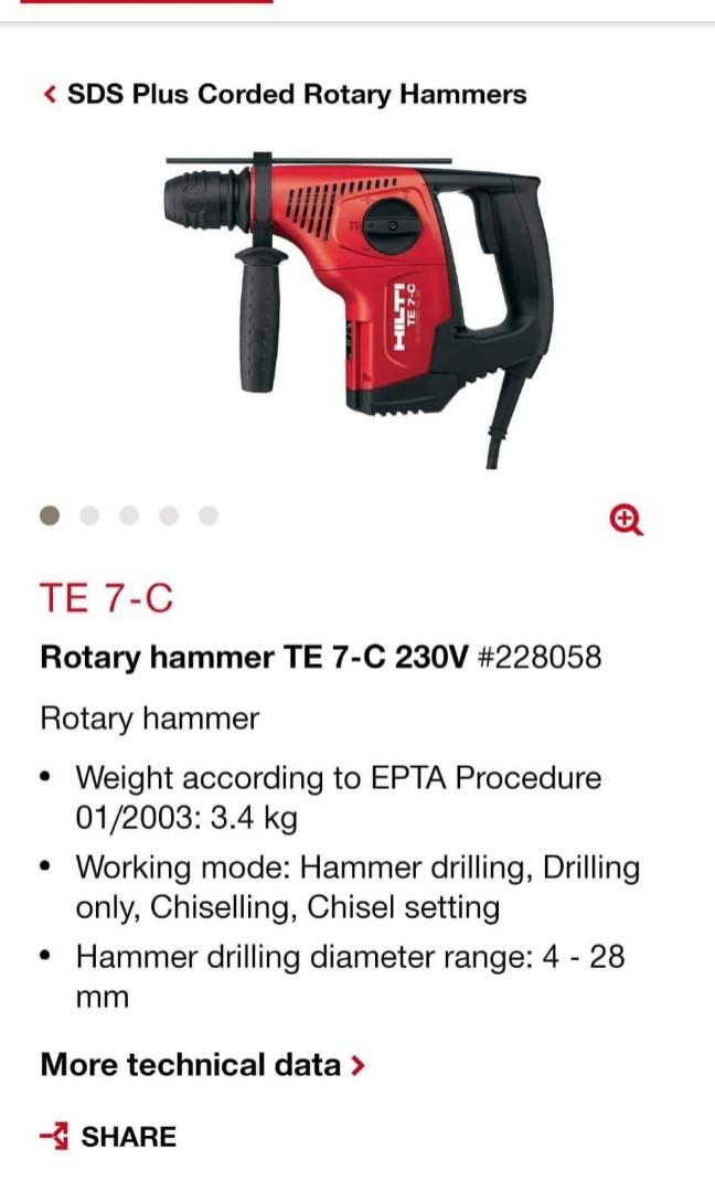 Hilti driller (Category: Construction Tools & Equipment) located in Quezon City. Submitted by miranda.r (Listing ID 261671244, Image 3). Description: .