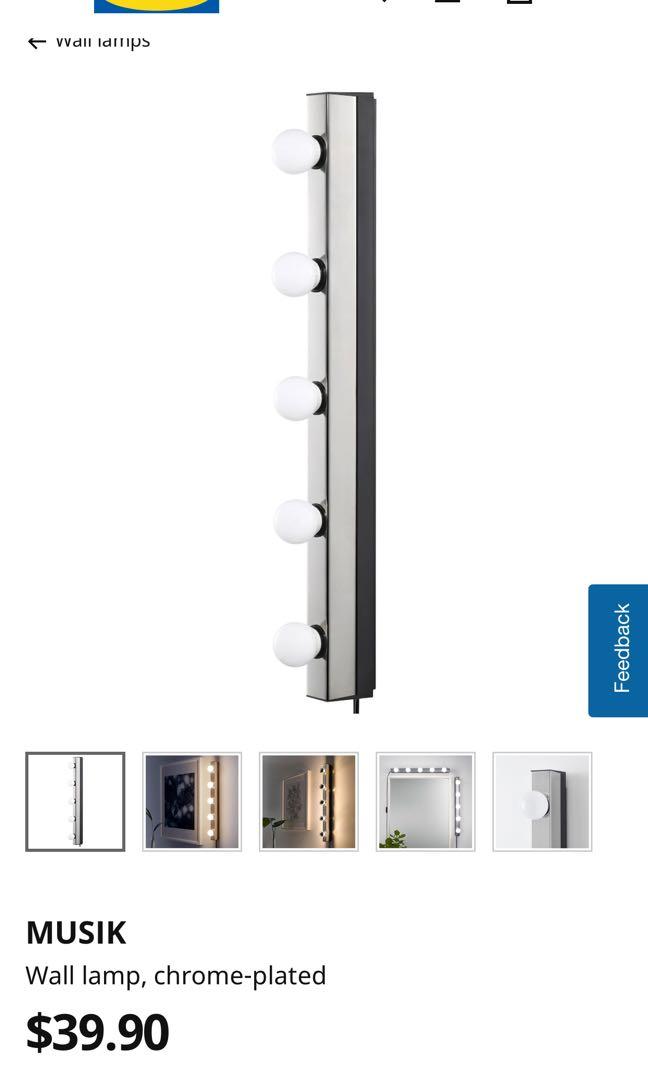 Ikea Musik wall lamp (2 sets with bulb included), Furniture & Home