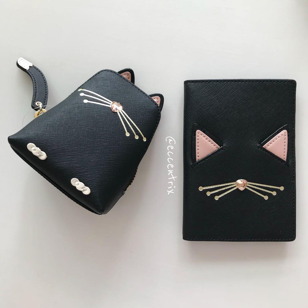 Kate Spade Jazz Things Up Cat Coin Purse Passport Holder Luxury