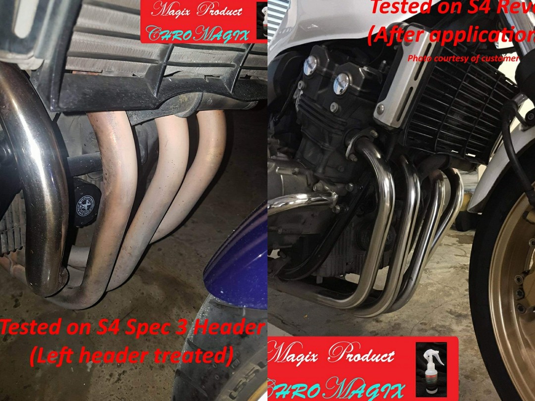 Magix Product Chromagix For Shiny Exhaust Pipe Header Restorer Rust Remover Motorcycles Motorcycle Accessories On Carousell