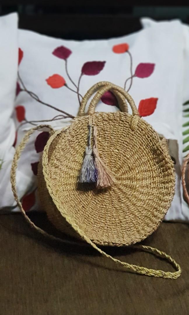 Native Abaca round sling bags with tassels Women s Fashion Bags Wallets Cross body Bags on Carousell