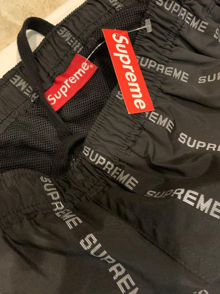 Supreme reflective text track pant new arrivals