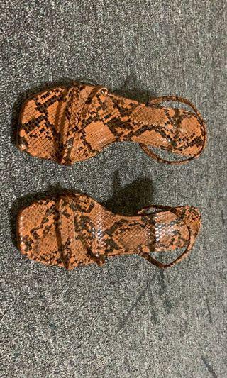 Zara Kitty Snake Print Sandals
