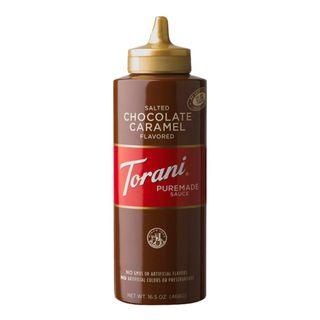 TORANI SALTED CHOCOLATE CARAMEL SAUCE SQUEEZE BOTTLE 16.5 oz