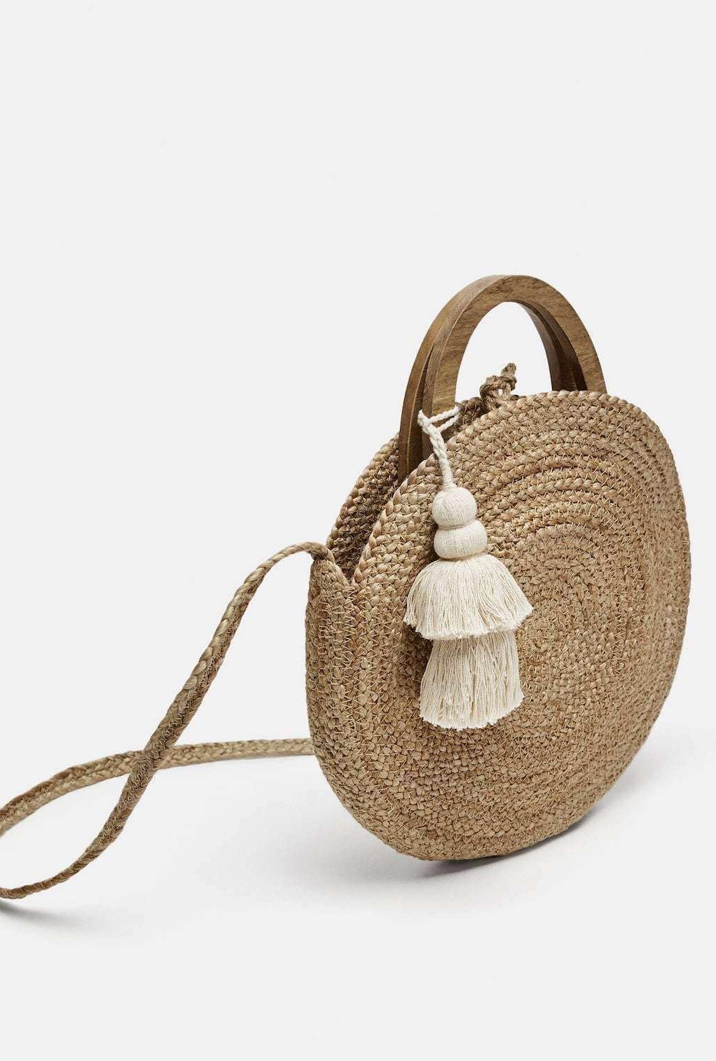 zara round raffia bag