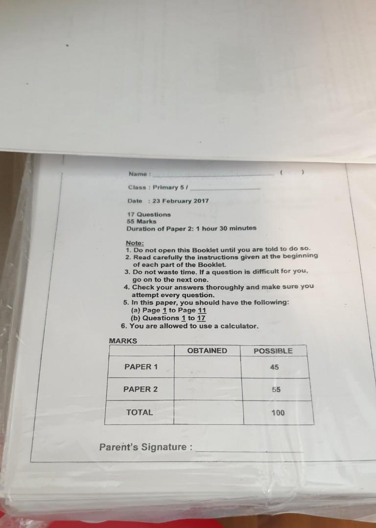 Primary 5 Past Year Exam Papers Books Stationery Magazines Others On Carousell