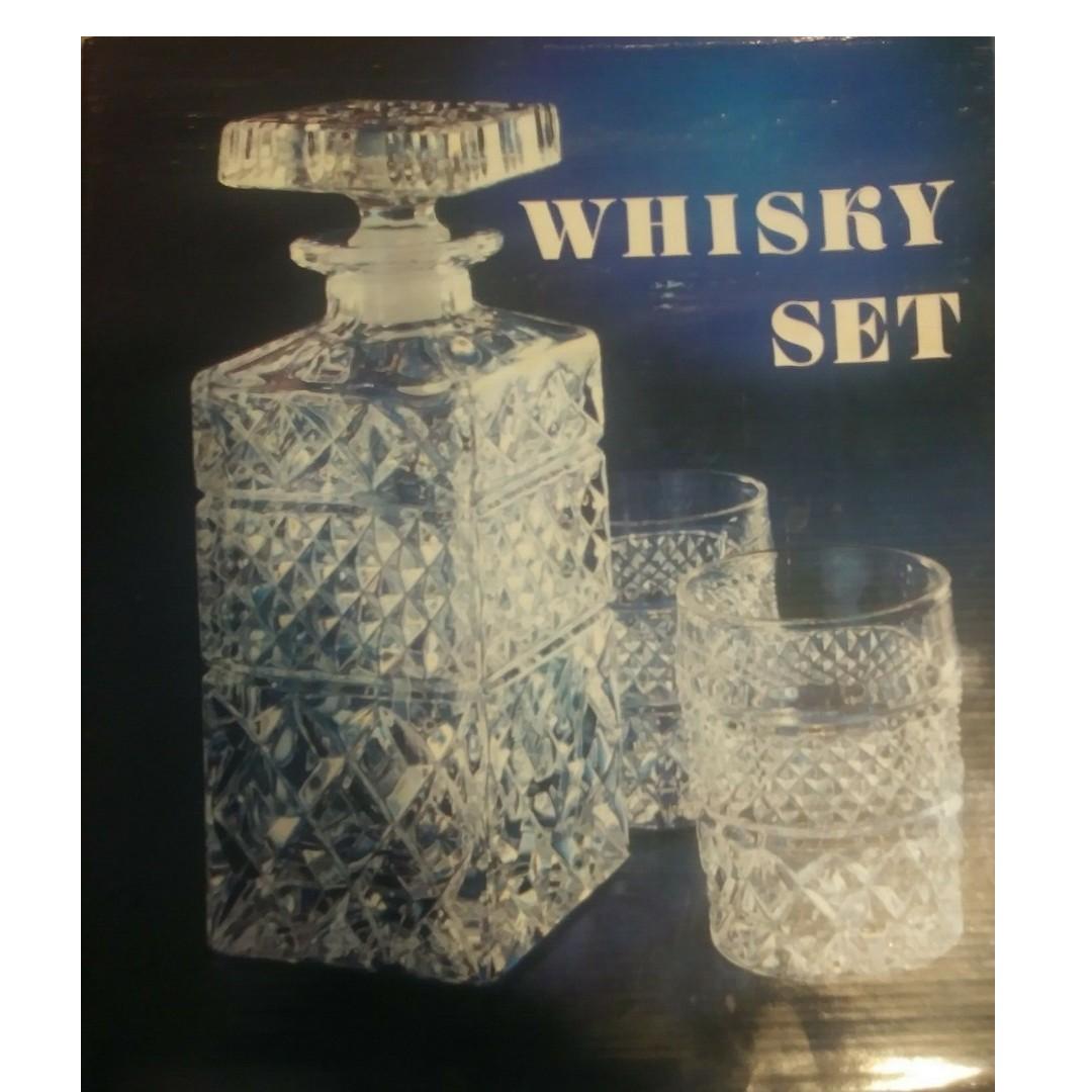 Bohemia Crystal Whiskey Decanter Set Hand Cut 24 Lead Crystal, Furniture & Home Living