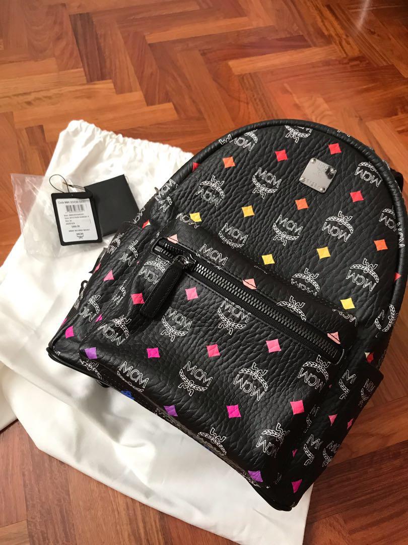 MCM Visetos Black Spectrum Diamond Monogram Large Backpack Book Bag NW –  Design Her Boutique