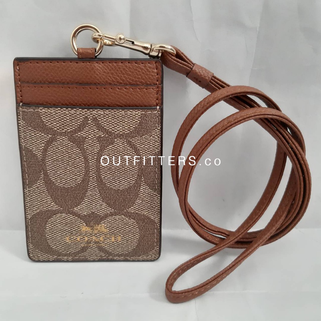 Coach Lanyard Id Card Coach Card Holder Coach Wallet Coach Signature Brown Fesyen Wanita Tas Dompet Di Carousell