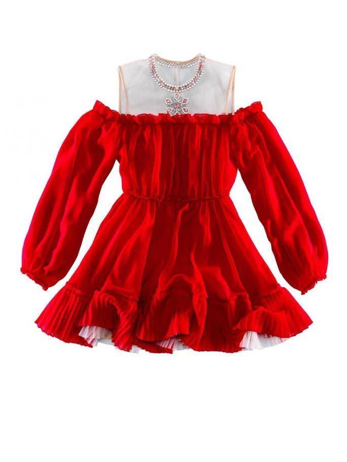 Giambattista Valli x HM red dress illusion neckline Women s Fashion Clothes on Carousell