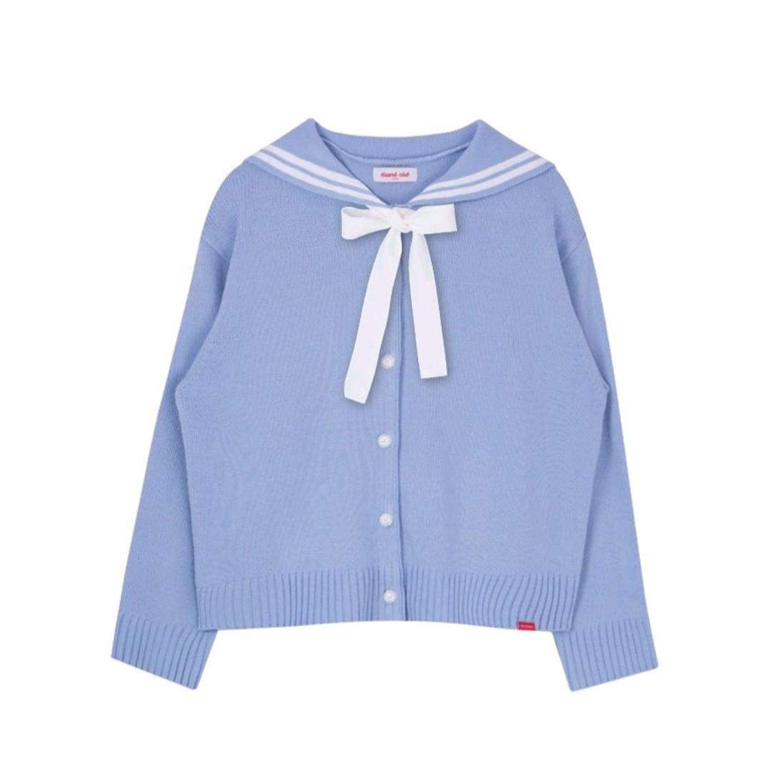 HEART CLUB Sailor Collar Button Front Cardigan Fesyen Wanita Pakaian Wanita Baju Luaran di Carousell