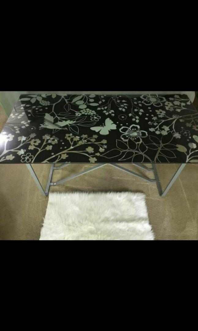 ikea glasholm oddvald vika glass table with metal frame furniture home living furniture tables sets on carousell