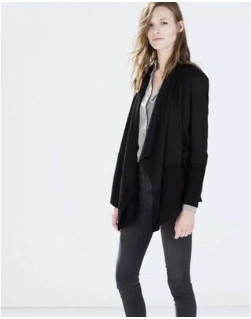 Knit black waterfall cardigan Zara 