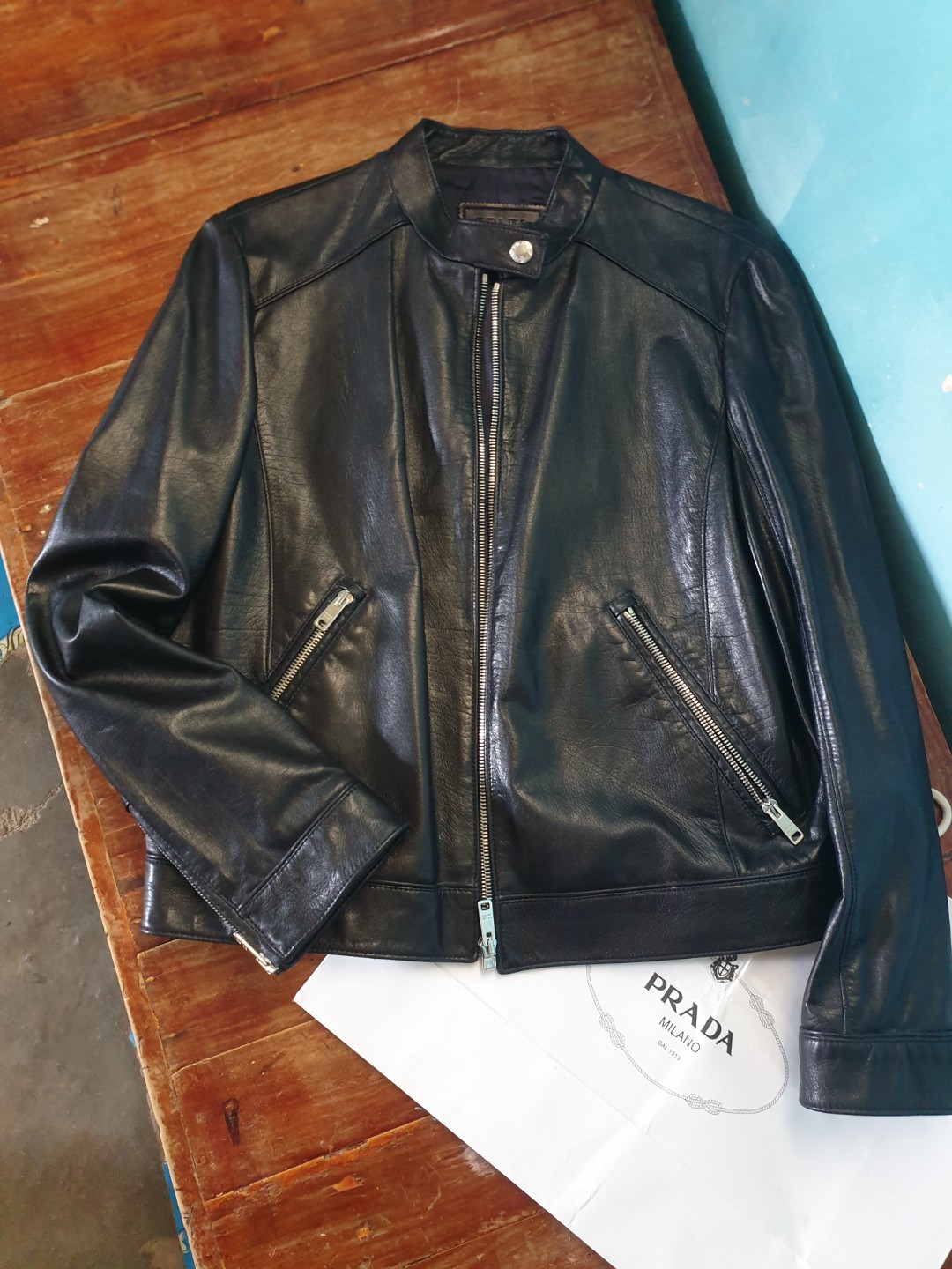 prada leather biker jacket