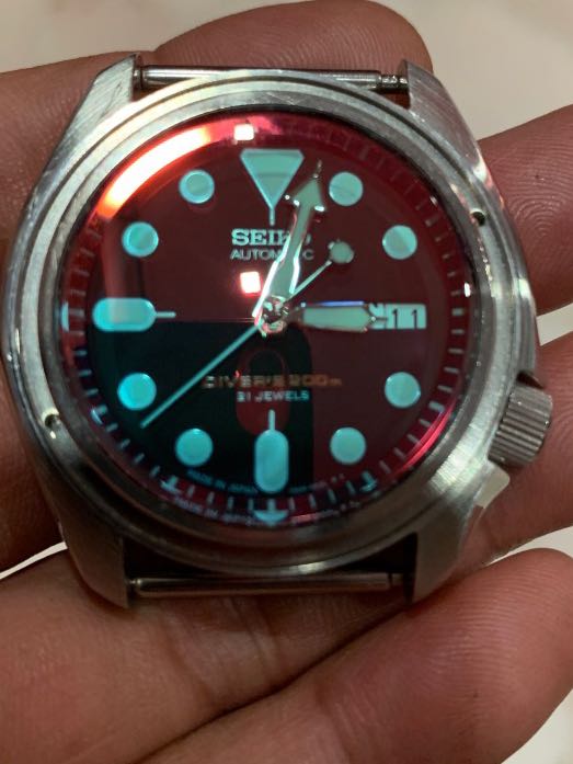 SALE of double dome sapphire crystal Only. SEIKO SKX MODEL sapphire crystal  Anti-Reflection Double Dome Fire Red, Luxury, Watches on Carousell
