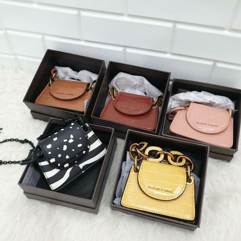 Tas Croc Effect Chunky Chain Handle Mini Bag Cnk 525 Original