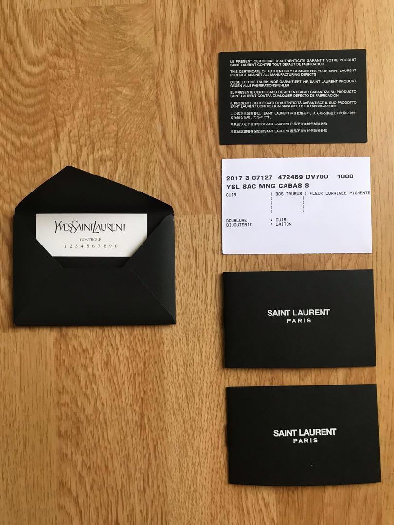 Yves saint laurent online authenticity card