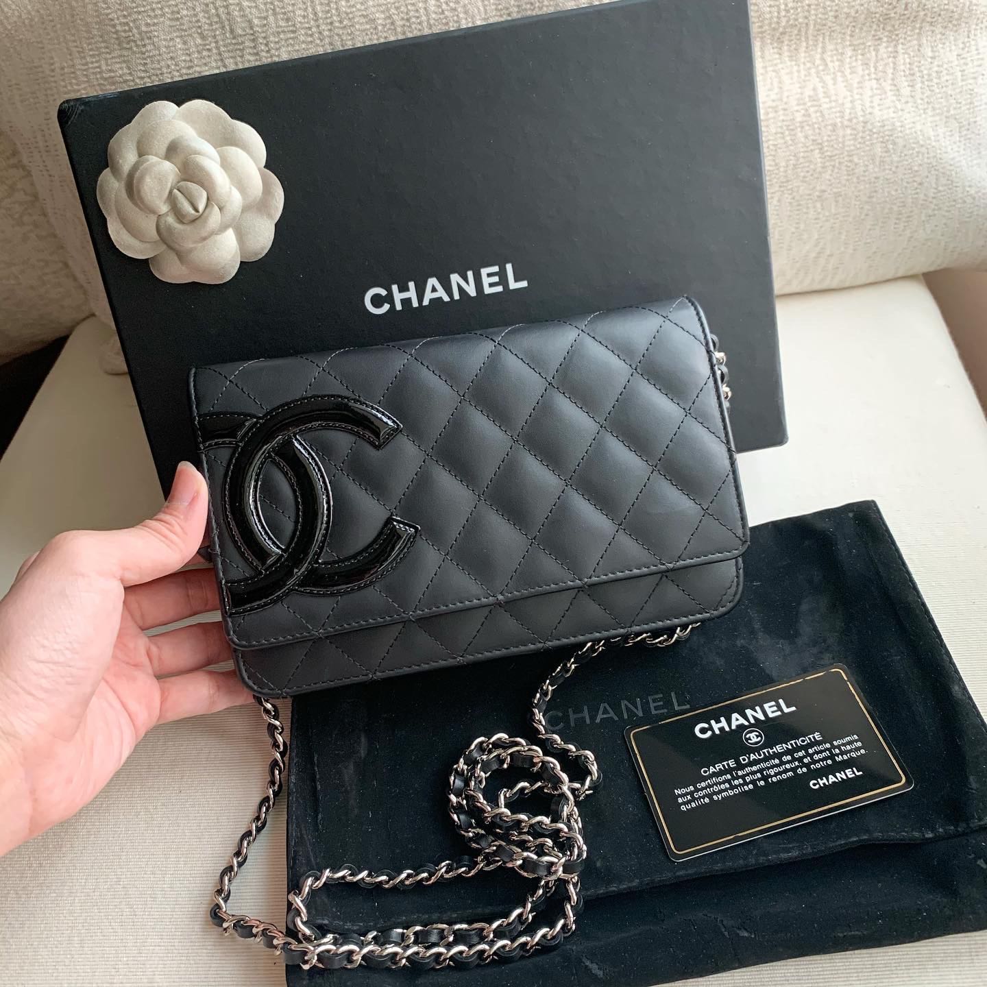 AUTHENTIC CHANEL Calfskin Cambon Crossbody WOC Bag, Luxury, Bags & Wallets  on Carousell