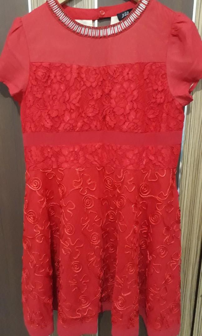 Christmas Lace Red Dress Import Fesyen Wanita Pakaian Wanita Gaun Rok Di Carousell