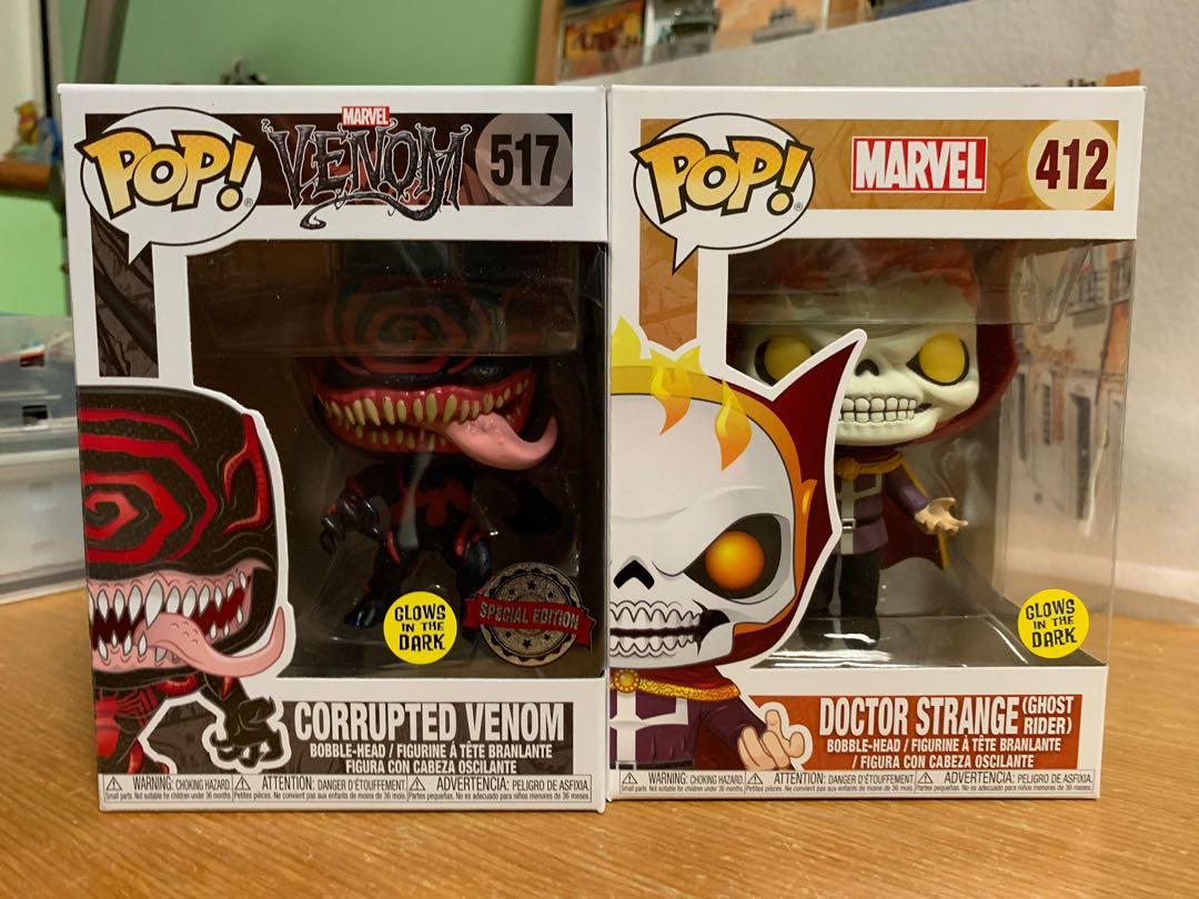 LACC gitd bundle (Category: Toy Figures) located in Singapore. Submitted by minsean296 (Listing ID 261993583, Image 1). Description: Selling a pair of LA comic con/ comikaze exclusives corrupted venom & doctor strange ghost rider glow in the dark funko pops Dr strange GR Pop.