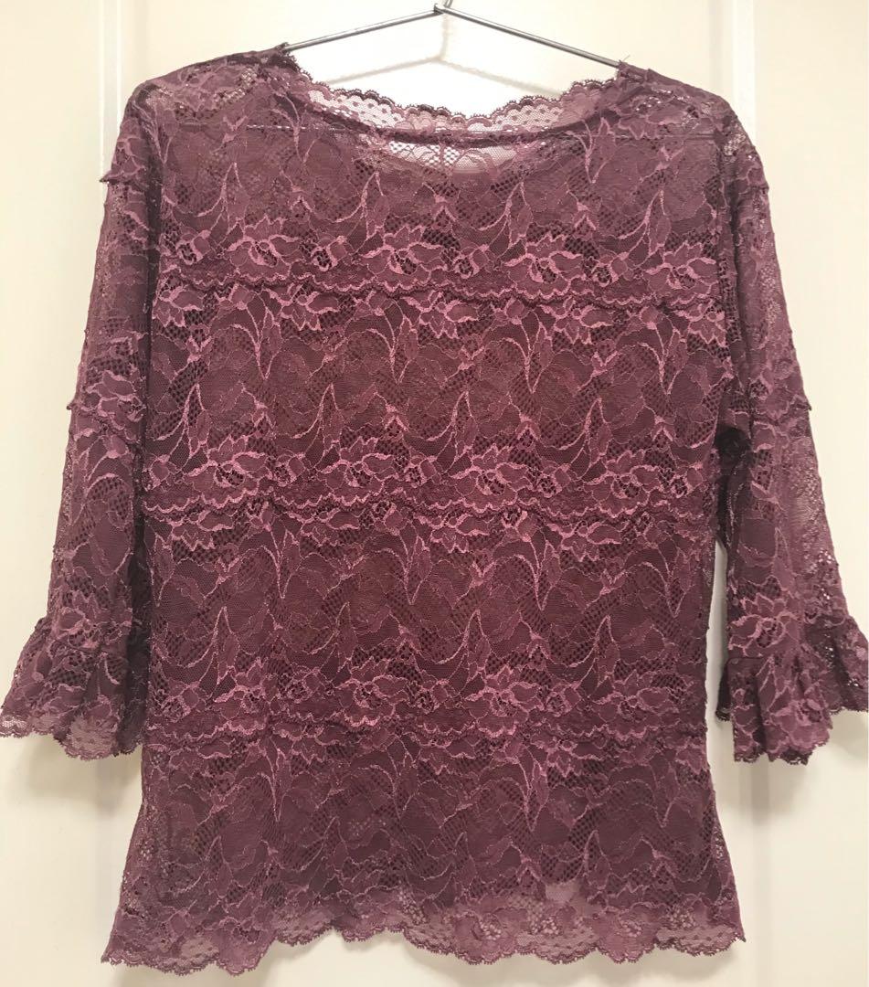 Lace top (Category: Sleeveless) located in Muntinlupa City. Submitted by firstborns (Listing ID 261919329, Image 3). Description: Mauve lace top perfect pair for a tube or spaghetti strap dress for those who do not want to wear shawls or bolero Fits M-L .