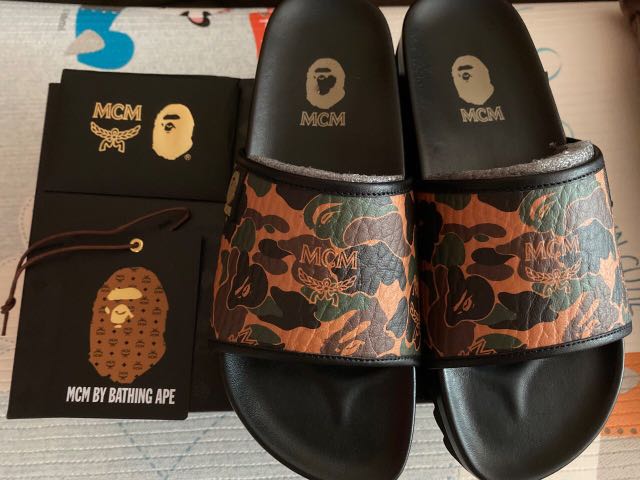Mcm x bape slides deals